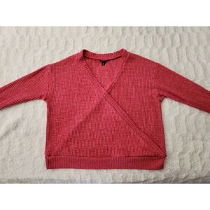 Torrid Red Waffle Knit Wrap Front Pullover Sweater Women's Size 0 Long Sleeve